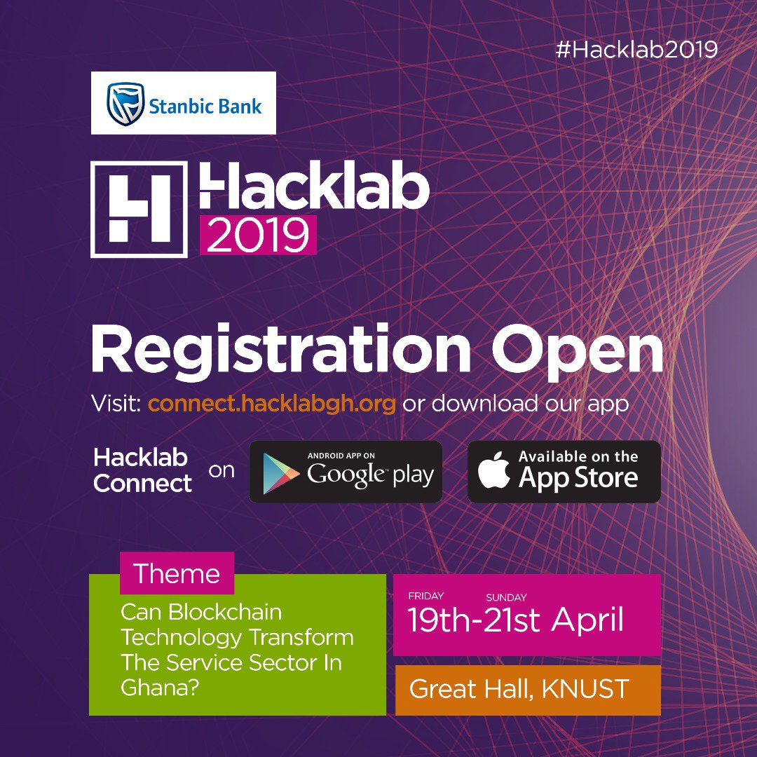 SBIncubatorGH's tweet image. Are you a team of 2-4 developers? Register for the largest hackathon in Ghana #ThisApril and stand the chance of winning up to GHC3000 cash prize with perks from our partners
Date: 19th - 21st April
Venue: Great Hall, KNUST
Rate: Free
Register here: connect.hacklabgh.org