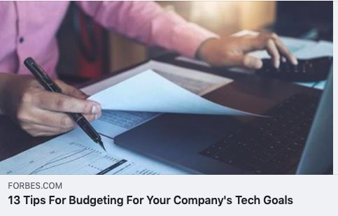 ICYMI: Founder <a href="/JeanneTeshler/">Jeanne Teshler</a> joined <a href="/ForbesTechCncl/">Forbes Technology Council</a>, a collective of executives shaping the future of business through collaboration and insights on tech &amp; business. Read how they manage competing priorities within budget without compromising tech goals: bit.ly/13TechBudgetTi…
