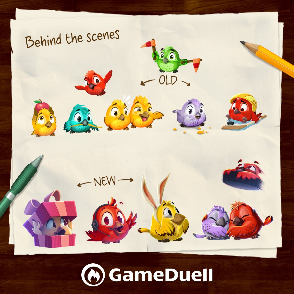 GameDuell's tweet photo. You just have to love these little fellas! Being by our side for so many years, Fluffy has gone through quite some changes. 😄🐦 #GD15 https://t.co/qoG5xeXatz