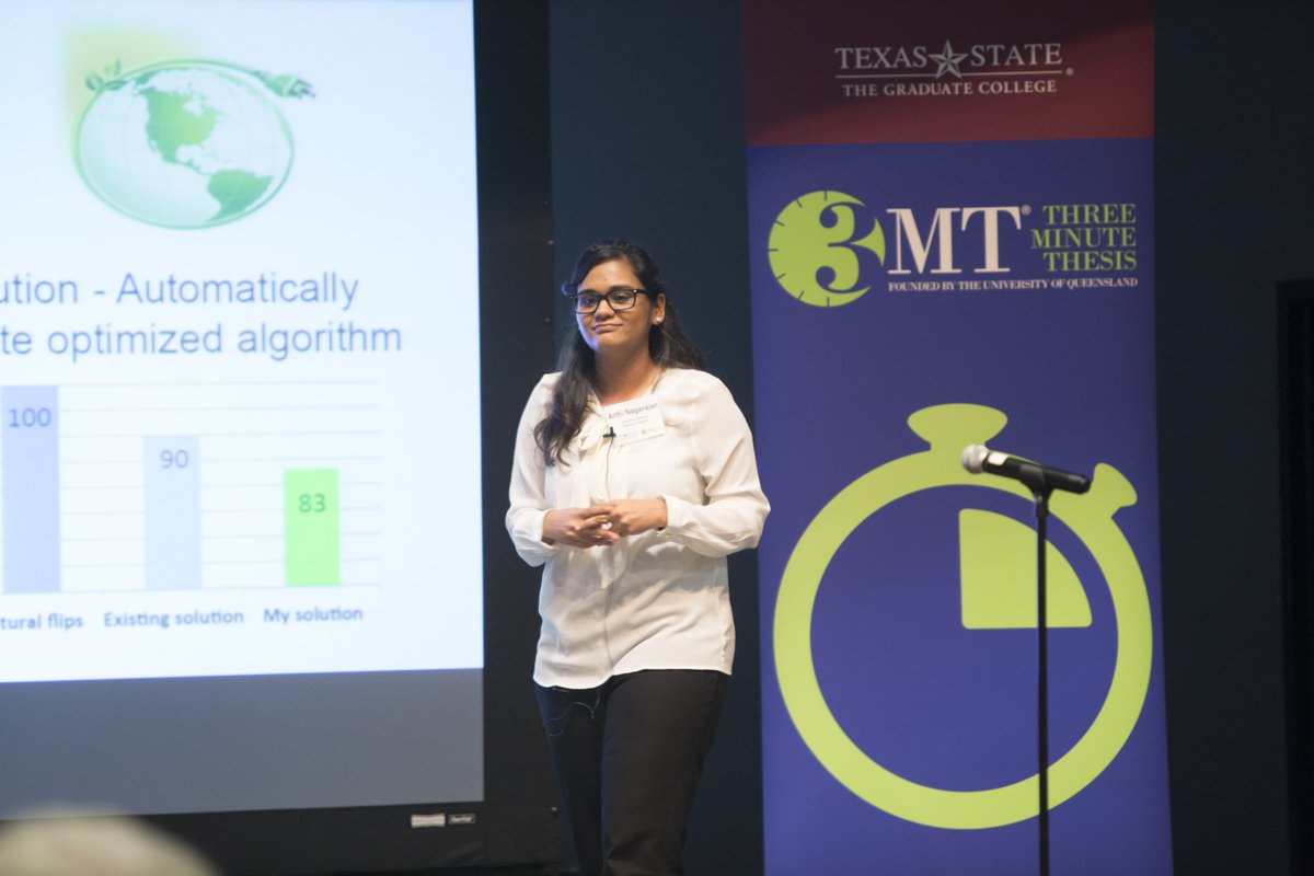 TXSTGradCollege's tweet photo. The 3MT Competition Preliminary Rounds are this week! Support graduate students as they present their research discoveries. #txst #txst3mt RSVP to attend below:
🔗: https://t.co/9KHxNLKnSS https://t.co/JHaTTfMwXj