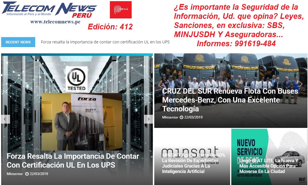 PeruTelecom's tweet image. Invitarlos a las noticias TI en la “Edición 412” de:
telecomnews.pe  
Locales: Importa para ti: conoce la nueva familia moto g7, 6 motivos para preferir la comunicación Satelital frente a un Terremoto, ¿Es importante la seguridad de la Información?: mktsenior@gmail.com