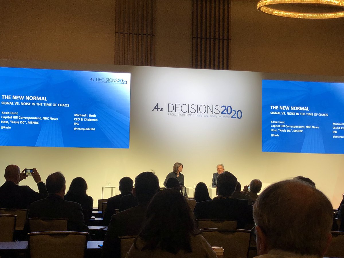 Blockchain4You's tweet photo. Kasie Hunt @MSNBC and Michael Roth @InterpublicIPG talking ‘The New Normal’ and the #Muller Report. #4AsDecisions2020 #truth #fraud #TransparencyMatters https://t.co/amKh8Ppzo9