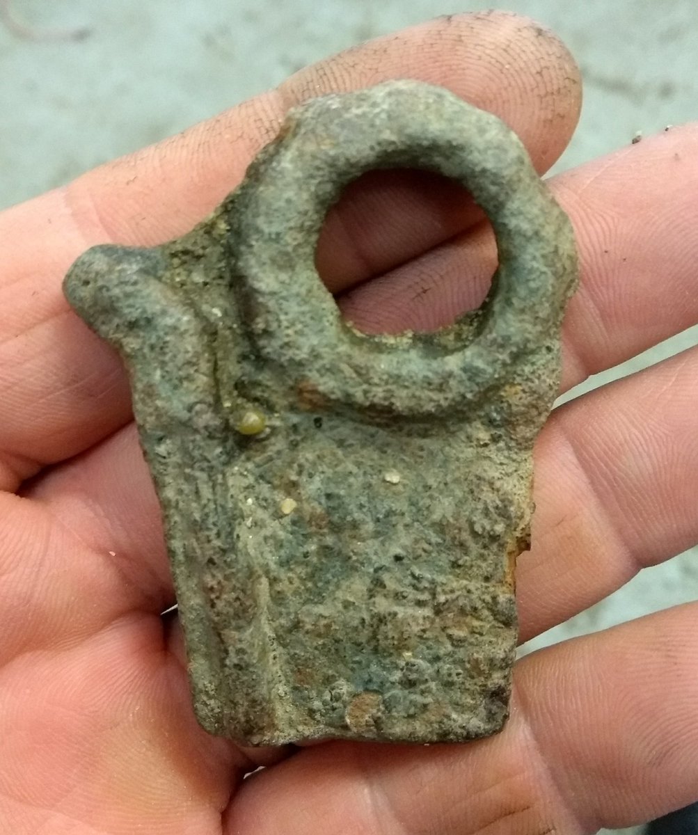 MartinBushell1's tweet image. A metal object, man made, in the shape of a man holding a stick, found on #TheThames, in #London, while #mudlarking 
I need to stop this 😂