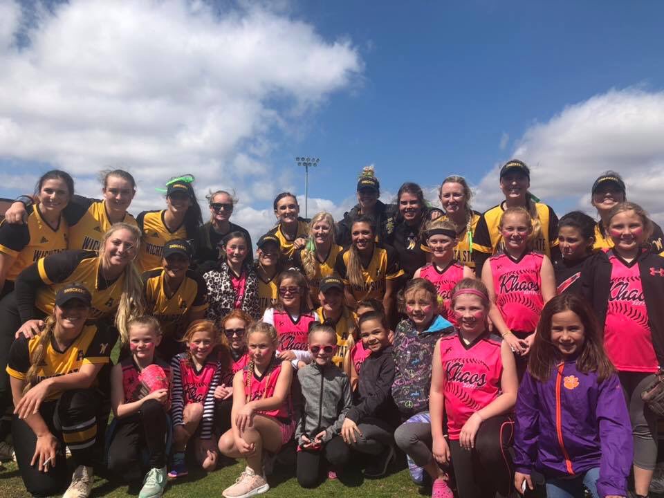 What an amazing experience for our Khaos girls! Thank you to @CoachBredbenner & @GoShockersSB for giving these girls a memory that’ll last. I know the outcome wasn’t what we hoped, but these champions we’re gracious with their time, and greeted them with smiles. #GoKhaos #GoShox