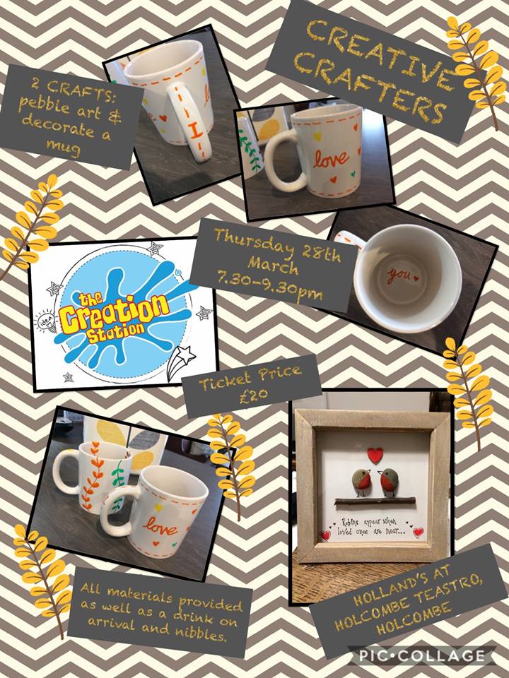 #Bury #rossendale #ramsbottom
Creative Crafters is a great opportunity for a bit of ‘me time’. This month you can create a unique piece of pebble art and decorate a mug too! 
Please follow the link to book on:
thecreationstation.co.uk/kids-art-class…
Thur 28/3 from 1930-2130.
Sarah x