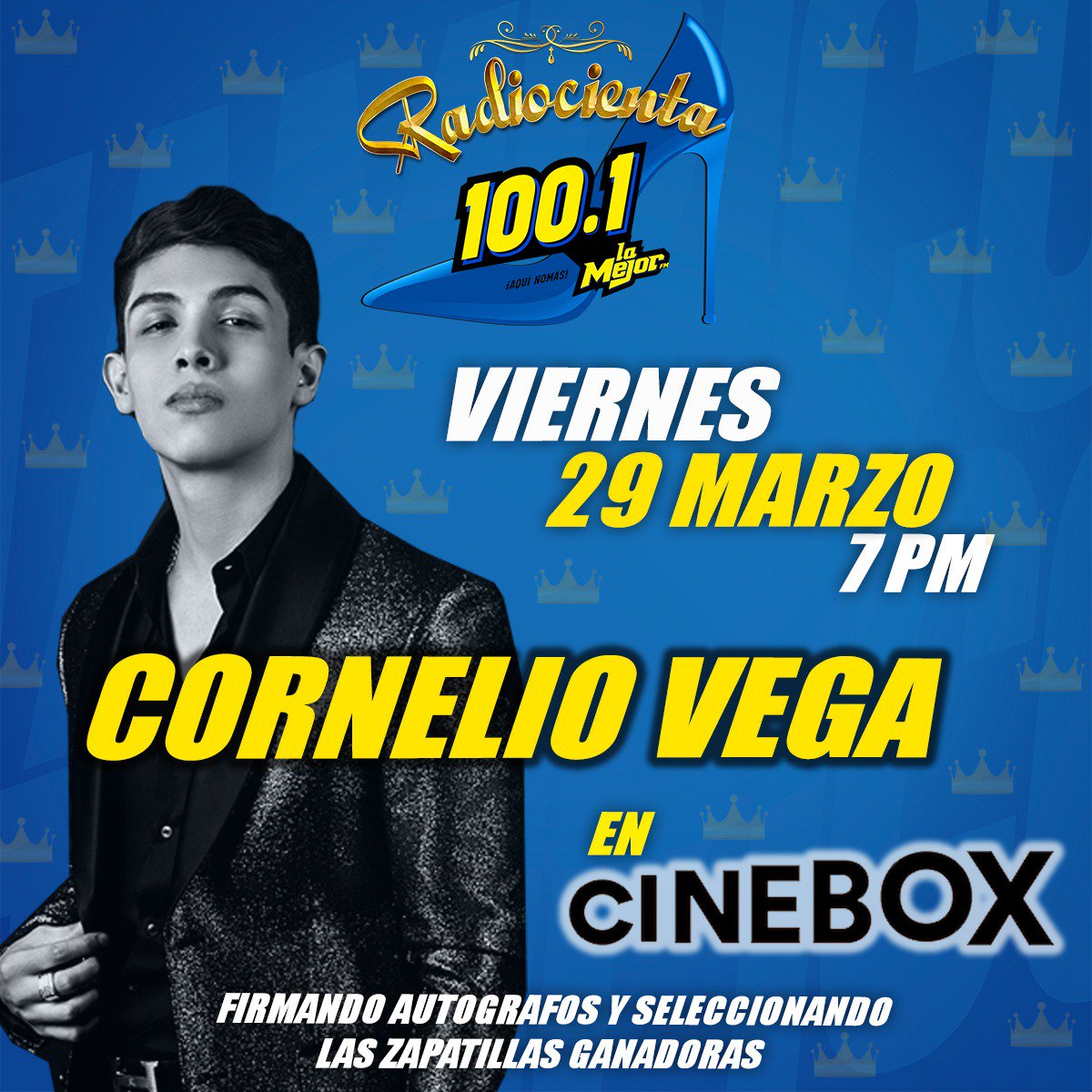 fm_tampico's tweet photo. CONFIRMADO ‼️
@corneliovega personalmente seleccionando las zapatillas de sus #Radiocientas 😍 y firmando autógrafos, los esperamos el Viernes 29 de Marzo en @cineboxmx Tampico, en punto de las 7 pm, así que si aún no llevas tu zapatilla aún estás a tiempo 👀 ENTRADA LIBRE! https://t.co/7Pit38sZsH