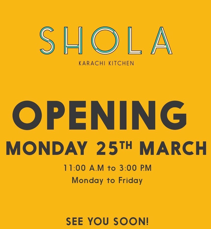 .<a href="/SholaKitchen/">Shola Kitchen</a> serving authentic Pakistani food from Karachi opens at <a href="/WhiteCityPlace/">White City Place</a> as an opening week special 25 to 29 March, 50% off all food 11 to 3pm until ✨
Walk-ins only #womeninthefoodindustry
#sholakitchenuk #softlaunch #whitecity #westlondon sholakitchen.com