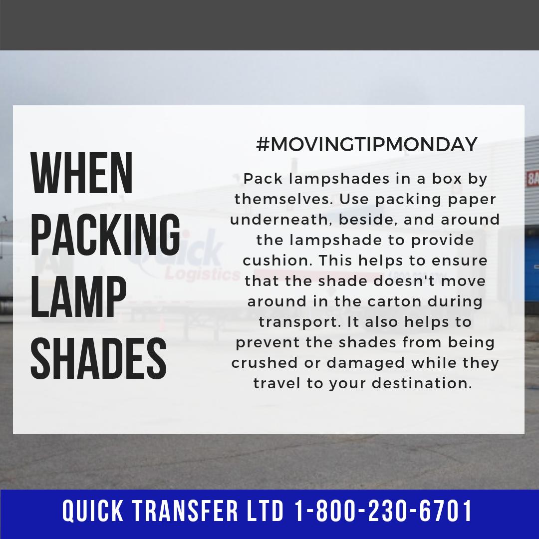 QuickTransfer's tweet image. For today&apos;s #movingtipmonday, make sure that when you&apos;re moving lamps, you pack your lampshades properly!