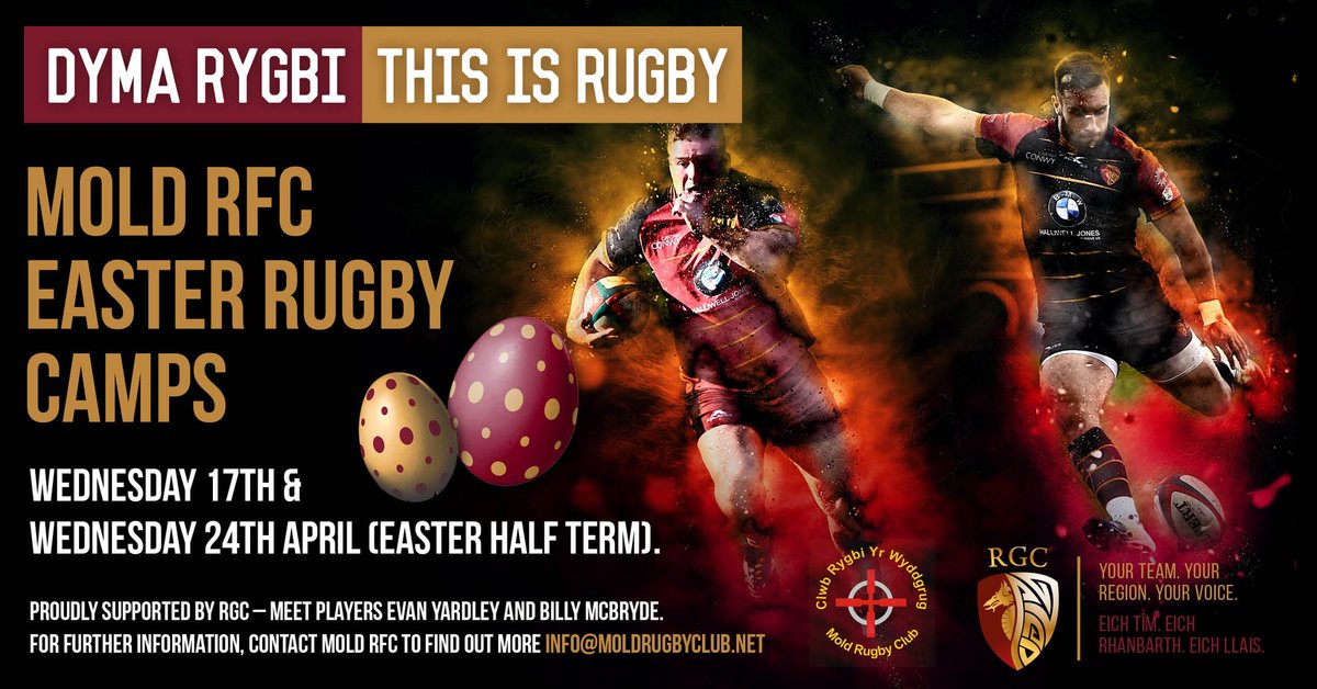 RGCNews's tweet photo. We are supporting @moldrfc Easter Rugby Camps in April

Evan Yardley and Billy McBryde will be there. https://t.co/szBwmOyUtv
