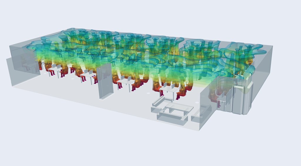 simulation_hub's tweet image. Temperature contours in office workspace using @simulation_hub Thermal Comfort App. 

#HVAC #CFD #cooling #heating