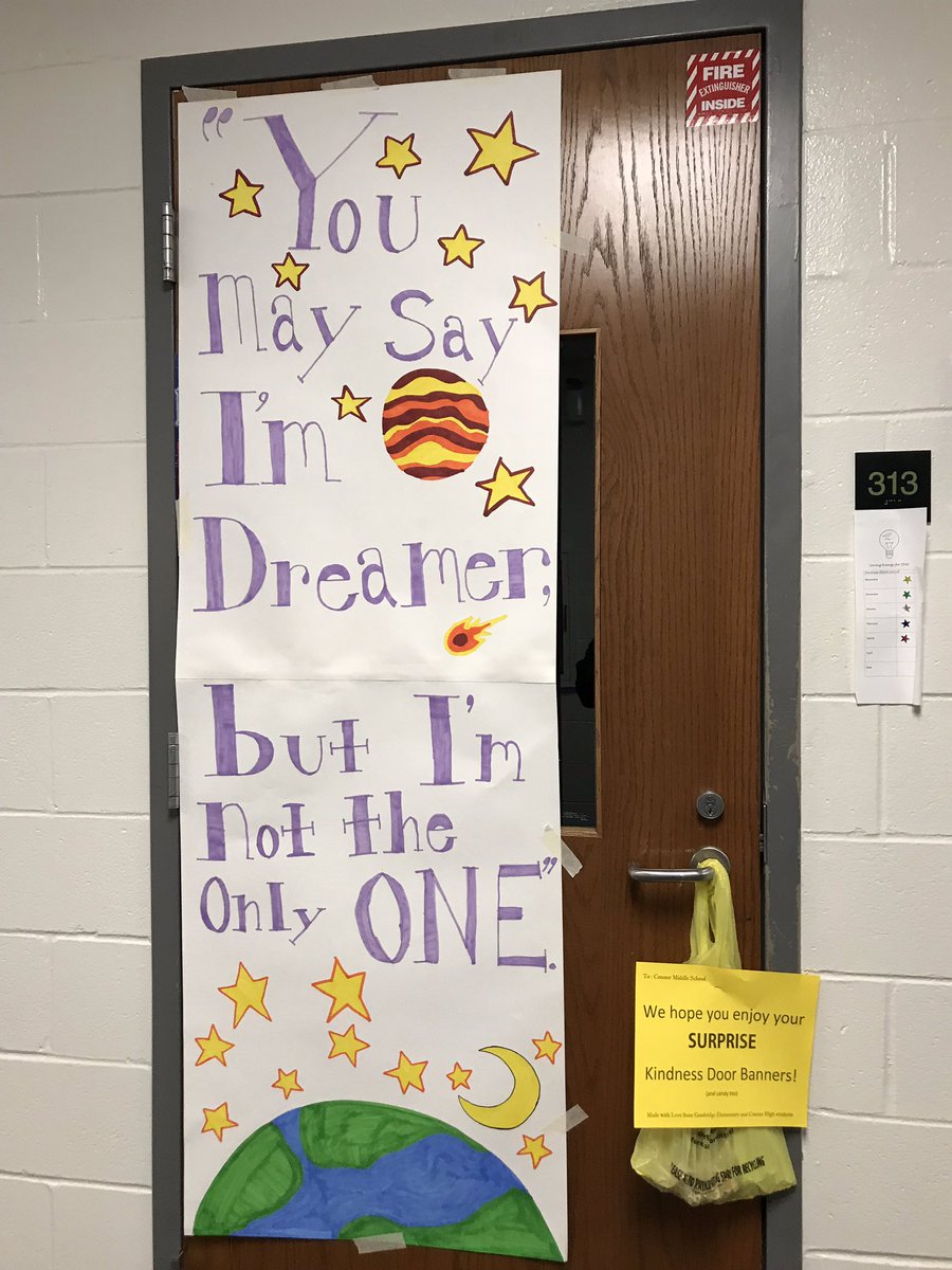 ConnerHigh's tweet photo. Kindness Doors! @GoodridgeElem and CHS partnered up to make 50 Kindness door banners for Conner Middle School! Happy Monday! https://t.co/Nl1A1oqHJW