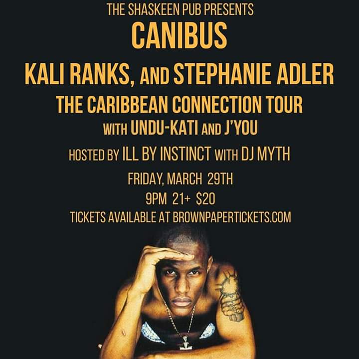 KaliRanks's tweet photo. This Friday the 29th @DaRealCanibus n the fam live @TheShaskeenPub. #Upment โ๐ฏ๐ฏ https://t.co/JrC5AQcpNR