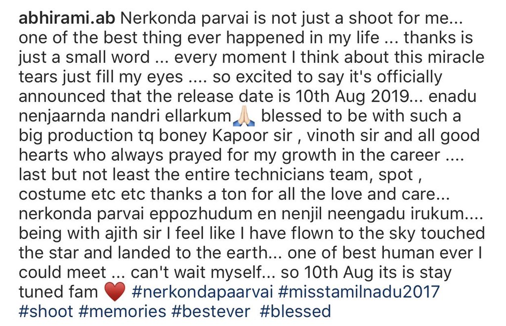 Dinu_Abii's tweet photo. #NerkondaPaaravai Actress Abhirami on her Working Experience with HVinoth Boney Kapoor 🤟

And the way she described About #Thala 👌🙏💪 https://t.co/OAKcC6yj2j