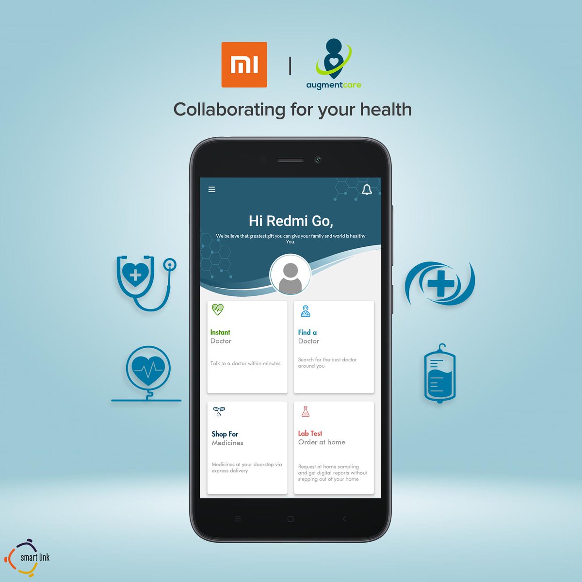 MistorePk's tweet photo. Redmi Go is partnering with #AugmentCare to bring you the health care you need, on the Go!

#XiaomixAugmentCare #MiCare #RedmiGo #SmartlogonkaSmartphone https://t.co/iavFLWvhzN