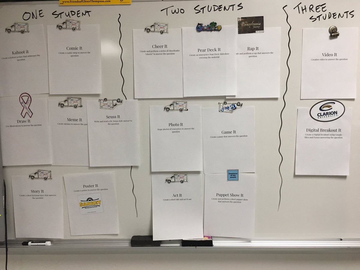 DrJHarmon's tweet photo. Providing students a series of choices, either individually or collaboratively to answer a big learning question in class. #studentchoice #formativeassessment https://t.co/xu8JtUrb6r