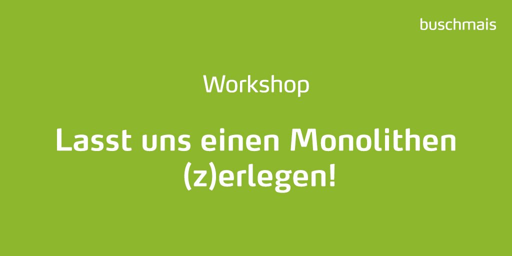 buschmais's tweet photo. Ab sofort buchbar: #Workshop „Lasst uns einen #Monolithen (z)erlegen!“ - Nach erfolgreicher Premiere des Workshops auf dem JavaLand 2019 könnt ihr die „extended Edition“ ab sofort als offenes oder inhouse Seminar buchen. https://t.co/VsQXa7Zl0o #restrukturierung #softwareanalyse https://t.co/QFfCHN7SIz