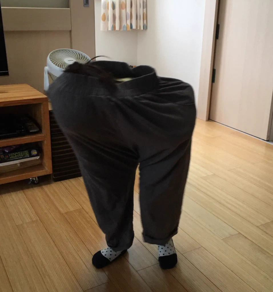 上半身のない脚だけ星人ｗｗｗ実は母のサルエルパンツにハマった次女だったｗｗｗ