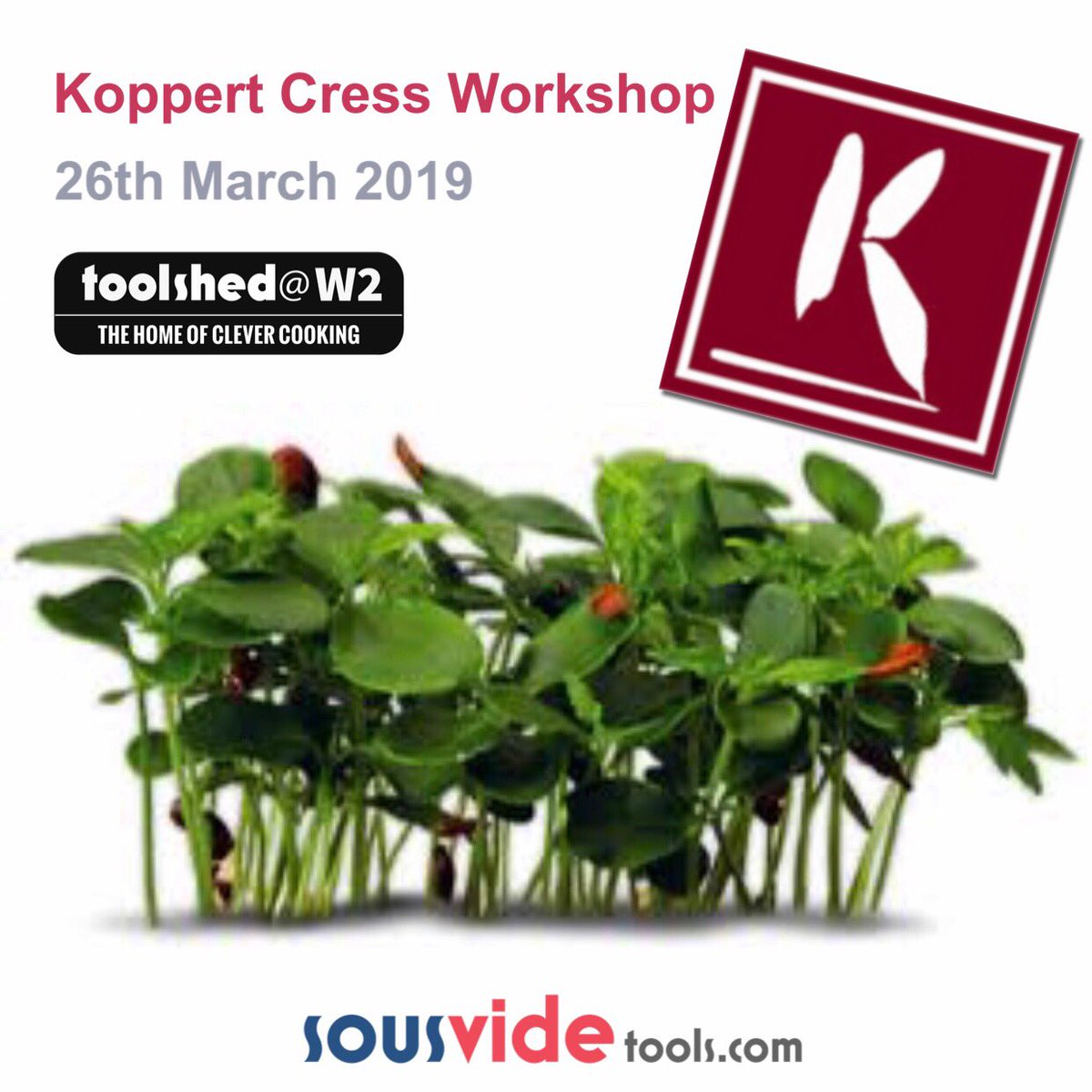 Due to a cancellation we have two remaining places available for the <a href="/koppertcress/">Koppert Cress</a> workshop taking place at our London Kitchen #toolshedw2 tomorrow between 11-2.30pm. It’s a free event covering dehydration, osmosis, emulsion and much more. DM for details. #homeofclevercooking