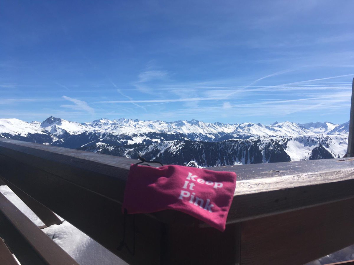 Keeping it pink in Kitzbuhel! How far has your pink merch gone? #travel #keepitpink #merchandise