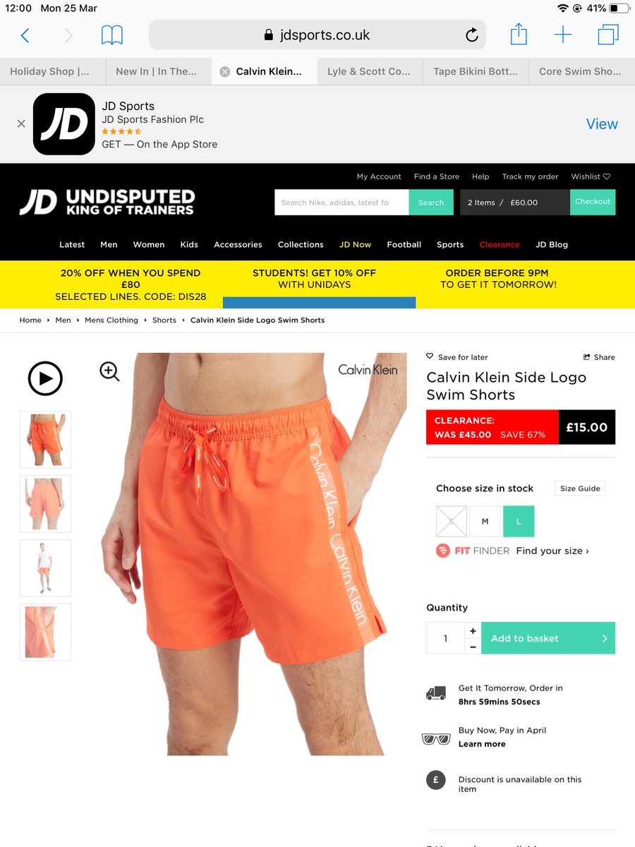 JaasmineFleming's tweet photo. @JDOfficial the Calvin Klein shorts on your website these ones attached are they still available as they were in my basket and now it’s saying there was a problem *photo attached* I was going to be buying these not even realising there in the sale. Are they in stock online or? https://t.co/KKFfQd50eP