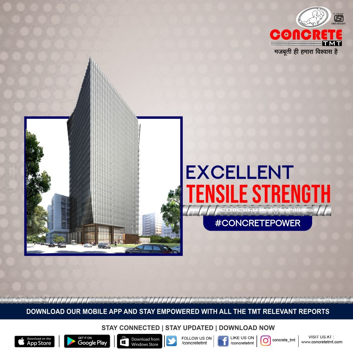 concretetmt's tweet image. #ConcretePower
The enhanced tensile strength of Concrete TMT Bars enable the structures to withstand heavy loads without causing any damage to the constructions.
#ConcreteTmt #TMTBars #ConstructionMaterial #Strength #TensileStrength
