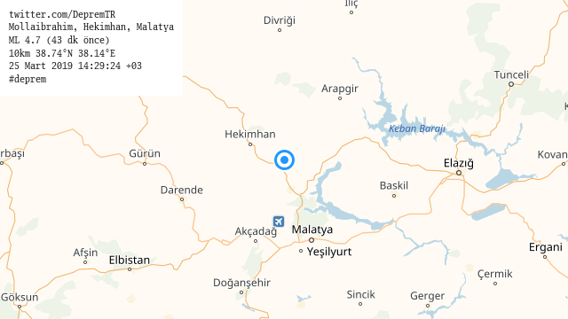 DepremTR's tweet photo. #Mollaibrahim, #Hekimhan, #Malatya
ML 4.7 (43 dk önce)
10km 38.74°N 38.14°E
25 Mart 2019 14:29:24 +03
#deprem https://t.co/zoXIC6BxY6