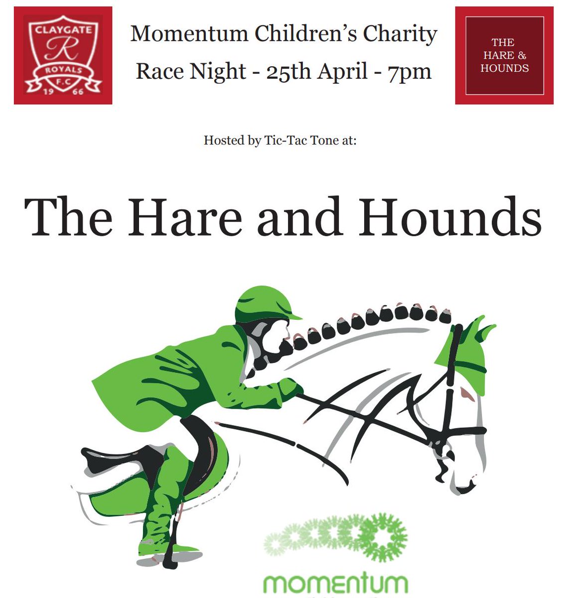 canebutable's tweet photo. They’re Under Starters Orders!....for the 6th annual Momentum Charity race Night hosted by our by yours truly at the Hare and Hounds, Claygate.  Come and support this important local charity @MomentumCharity #claygate https://t.co/J8hgRNJCJP
