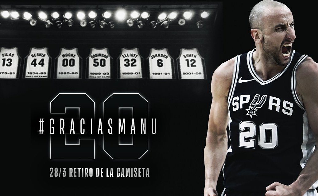 EL RETIRO DE LA 20

Fecha: Jueves 28 de marzo

TV: ESPN 

Horario: Cuando finalice Spurs-Cavs . Cerca de la medianoche Argentina. 

Desde 20.30hs programa especial también en ESPN.

Comprar pañuelos descartables.