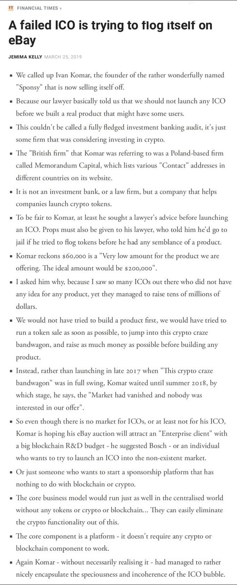 ianbeckett's tweet photo. @retheauditors a failed #ICO #Sponsy is trying to sell itself on #Ebay - #cryptocurrency https://t.co/K106Gzm6nq