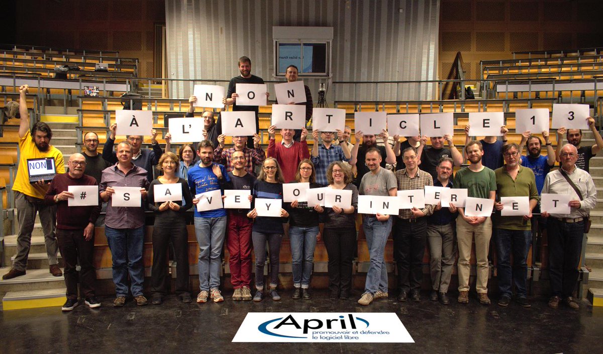 Dans moins de 24h, le parlement européen pourra confirmer, comme avec le rejet d'ACTA, son rôle de garant des libertés. Mme et M. les MEPs, soyez à la hauteur de l'enjeu, rejetez  le filtrage automatisé ! Dites non à l'article 13 ! april.org/rejet-de-l-art… #saveyourinternet