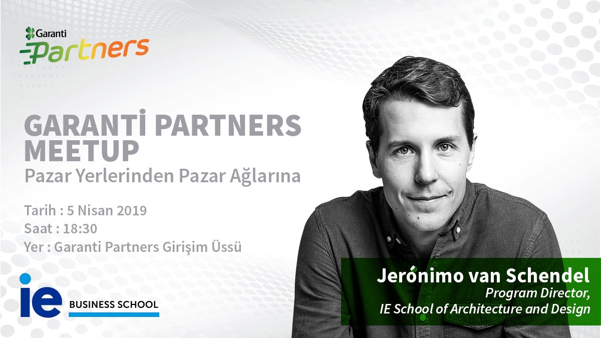 GarantiBBVA's tweet photo. #GarantiPartners Meetup etkinliğimizde, IE’nin Mimarlık ve Tasarım Direktörü Jerónimo van Schendel, 5 Nisan'da dijital devrimin teknolojiyi olgunlaştırmasını "Pazar Yerlerinden Pazar Ağlarına” sunumuyla anlatacak.💚 Etkinliğimize katılmak için tıklayın 👉https://t.co/ydm3D1xoIX https://t.co/kvpwRYAs2C
