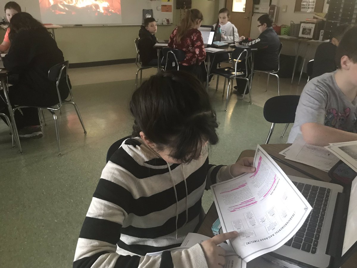 Some early morning fireside writing here <a href="/parker_middle/">Parker Middle School</a> to instrumental guitar 🎶 We are practicing informative writing and one of my s’s is checking her research on the Transcontinental Railroad as she writes her paper #ela #fosteringaloveforwriting <a href="/MikeByron7/">Mike Byron</a> <a href="/Taunton_Schools/">Taunton Public Schools</a>