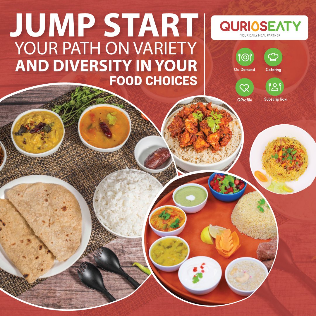 QuriosEATY's tweet photo. Get the many nutrients your body needs by choosing among the varied foods. Order your favourites now on #Swiggy or any of #QuriosEATY outlets 
#YourDailyMealPartner
#StayHealthy 
#HealthyMeals 
#Meals 
#Takeaway https://t.co/RWwC7kaY3W
