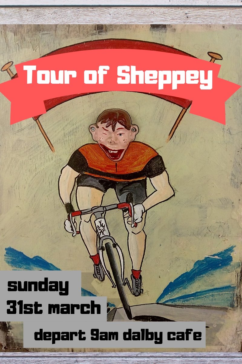 THE TOUR OF SHEPPEY
Sunday 31st March

Leaving from The Dalby after an invigorating breakfast (Vegan, obvs). Train to Sittingbourne, cycle over the bridge, and then The Isle of Sheppey is our playground.

facebook.com/events/2634603…

<a href="/Barry_M_7/">Barry</a> @Sheppeyvelo1