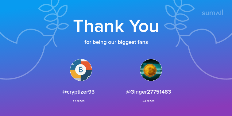 Crypto_Tech's tweet image. Our biggest fans this week: @cryptizer93, @Ginger27751483. Thank you! via sumall.com/thankyou?utm_s…