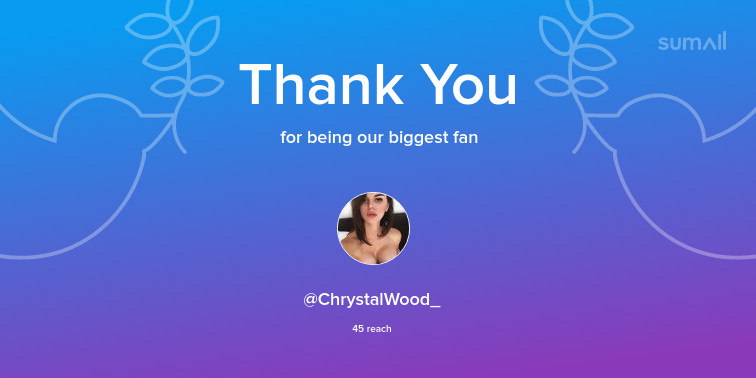 Our biggest fans this week: @ChrystalWood_. Thank you! via sumall.com/thankyou?utm_s…