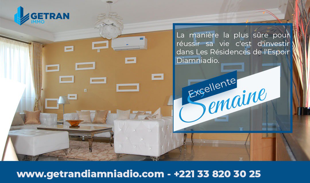 GetranImmo's tweet photo. La manière la plus sûre pour réussir sa vie c'est d'investir dans Les Résidences de l'Espoir de Diamniadio. Excellente semaine.
#Getran #Getranimmo #immobilier #Residencesdelespoir #Monday #kebetu #Senegal https://t.co/KVxVL3OOet