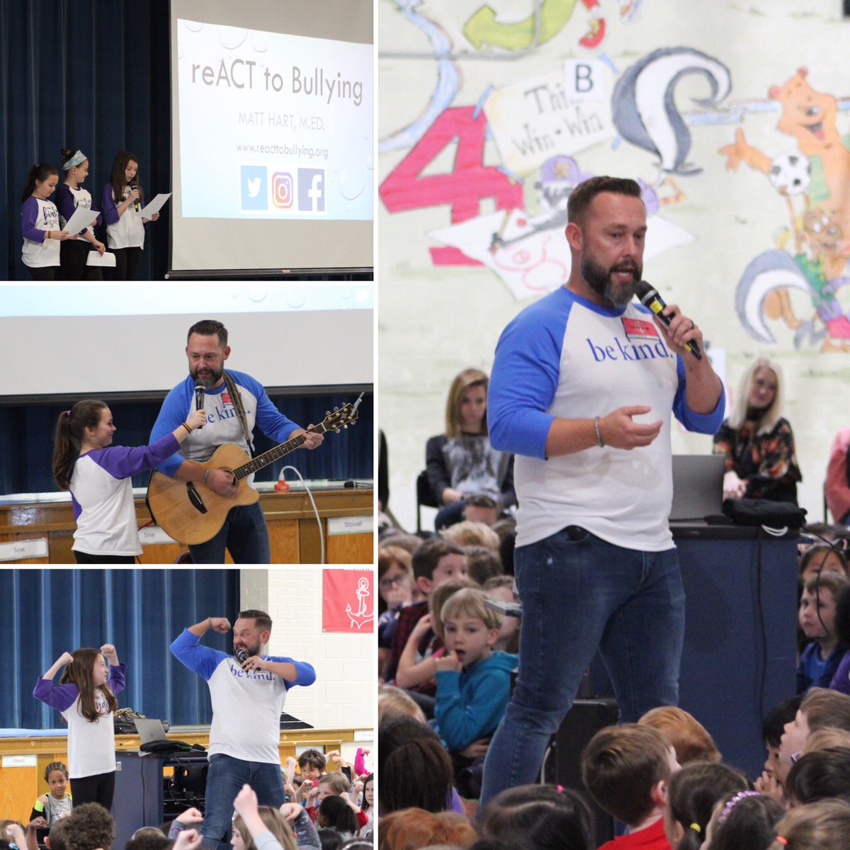 BGISD's tweet photo. Thanks to the “Kind Kids” STLP group: Miley, Nahla, and Ann-Thomas, @McNeillAdmirals for bringing guest speaker, Matt Hart with @reacttobullying to the school this morning. Students learned to identify bullying, and what to do if they think they are being bullied. https://t.co/S7BTgU9pnt