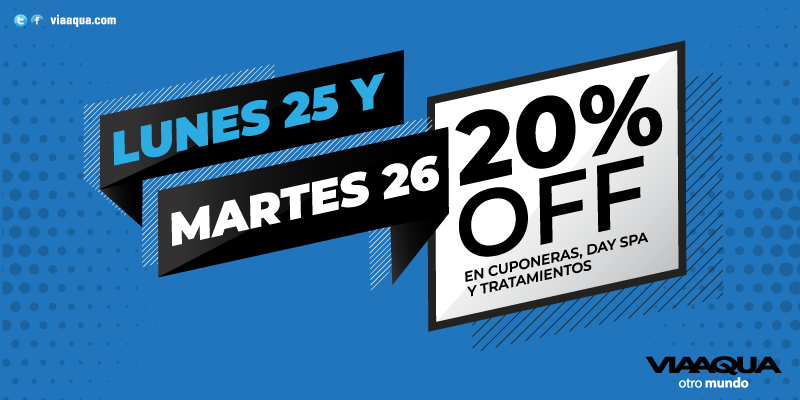 Viaaquaspa's tweet photo. ¡Repetimos los Happy Days con un nuevo descuento! Este Lunes 25 y Martes 26 tenés 20% OFF en Cuponeras, Day Spa y Tratamientos. ¡Relajate al máximo en ViaAqua Spa, Punta Carretas https://t.co/e0mHuCvAGZ