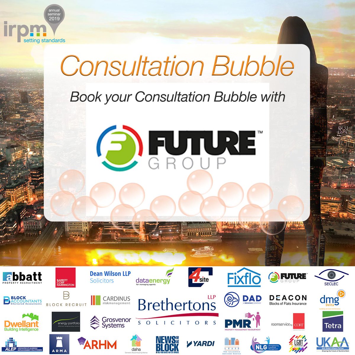 IRPMONLINE's tweet photo. At #IRPMSem this year we have our new Consultation Bubbles – have you booked your consultation with @FFS_Fire @FLE_Lighting @FFS_Fuel?

#PropertyManagement #BlockManagement https://t.co/KlMECx1Xeb