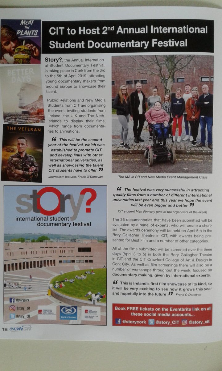 Look what's in the #ExpliCIT magazine 😍 Many thanks to the <a href="/CITSU/">Inter_Betting</a> for featuring @Story_CIT Festival which takes place NEXT WEEK everyone, can you believe it?! Exciting times ahead 🌟🎬🍿 Click here to register for the awards ceremony Friday 5th April tinyurl.com/y6jelko9 😊