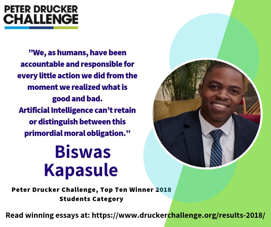 Biswas Kapasule inspires us to reclaim individuality in the age of AI. 

Read Biswas' top ten #DruckerChallenge 2018 Essay in student category: 
druckerchallenge.org/uploads/pics/R…

#GPDF18 #Students #YoungLeaders #Management #Innovation