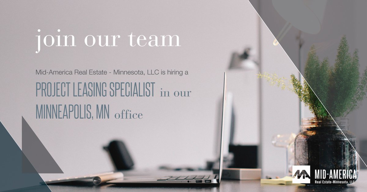 MidAmericaRE_MN's tweet photo. We are looking for a Project Leasing Specialist to assist in the marketing and leasing efforts for shopping centers within the MN and Western WI areas. Click below to learn more about this opportunity! #CRE #Retail #RealEstate https://t.co/Sk6hIksH0r https://t.co/o1qnTBsvZX