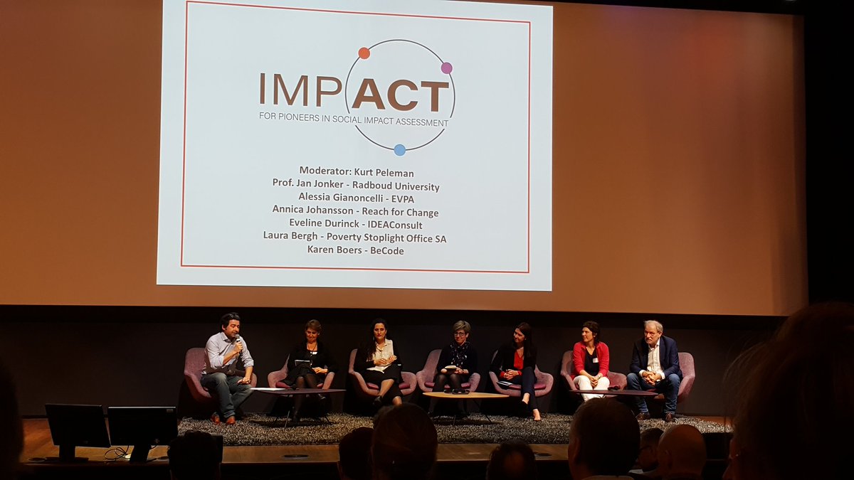 'Impact assessment is a powerful learning tool to optimisme your organisation'. - Eveline Durinck in multi-stakeholder debate at #impACT  conference <a href="/SocInnFabriek/">SocInnoFabriek</a>