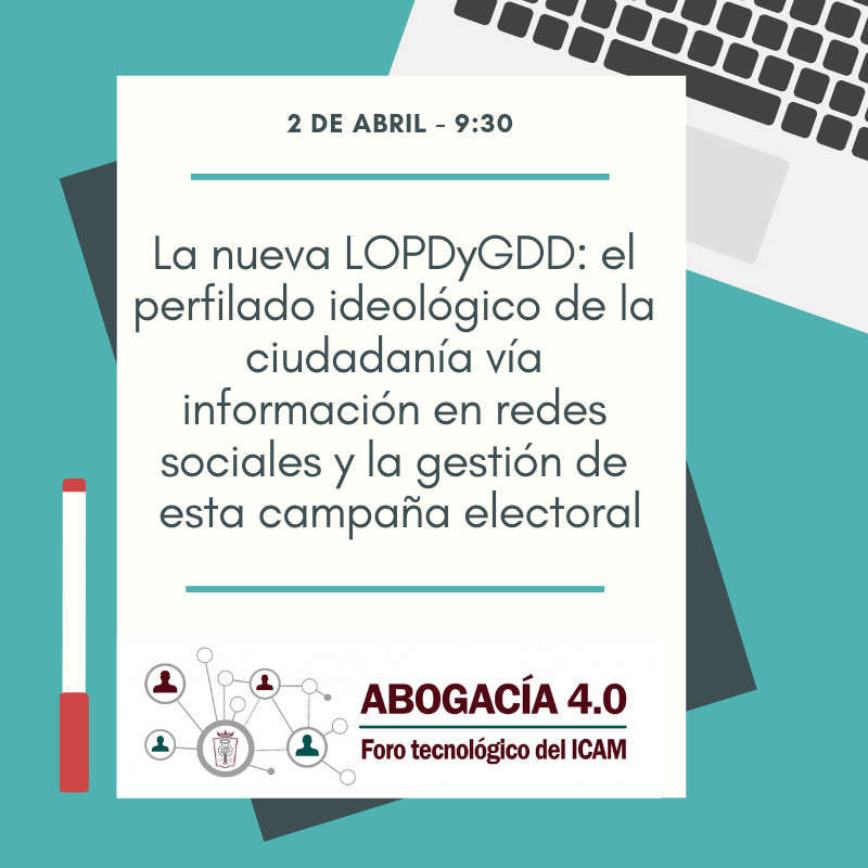icam_es's tweet photo. El próximo martes, 2 de abril, a las 9:30 horas, tendrá lugar una nueva edición del Foro Tecnológico del ICAM, "Abogacía 4.0". La diputada de la Junta de Gobierno @ESTHERMONTALVA será la encargada de moderar este nuevo encuentro.
Inscripciones >>  https://t.co/bviyPFxz6q https://t.co/Gx5DwPJbFO
