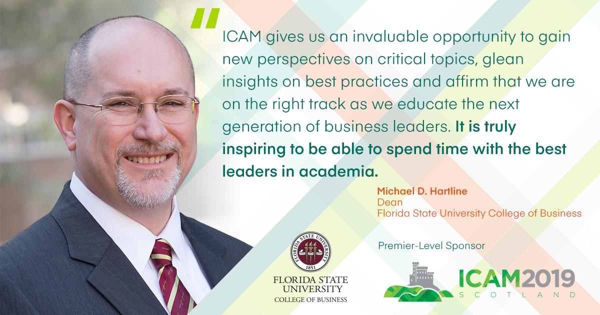 AACSB's tweet photo. We hope you'll join our Premier-Level Sponsor @FSUBiz and dean @mdhartline at ICAM in Edinburgh, Scotland this April 14-16. #ICAM19 https://t.co/r3xu2UIxnr https://t.co/wLue30xADv