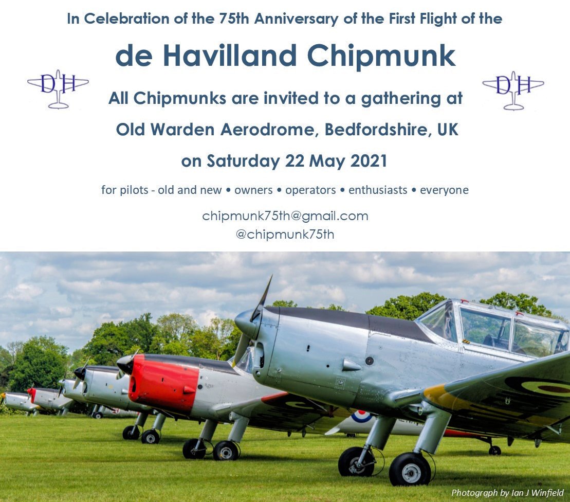 chipmunk75th's tweet photo. 75th Anniversary of the first flight of the DHC-1 Chipmunk, 22 May 2021 https://t.co/1H84OJRml0