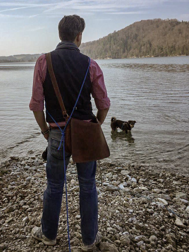 First dip into #Fuschlsee for the dog. Nice walk around the lake.