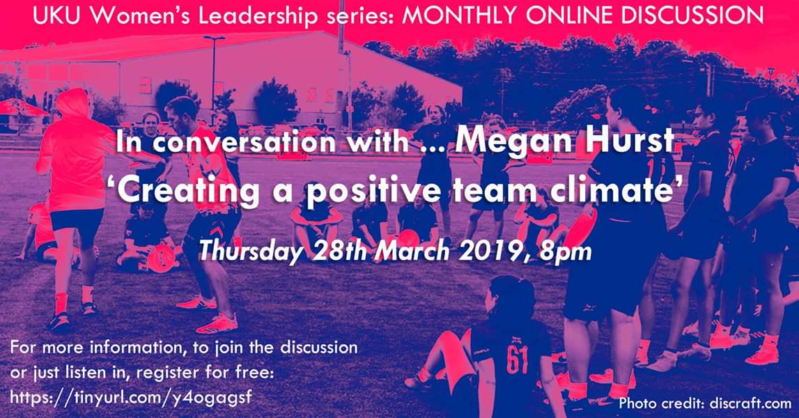 This week we're continuing our 'In Conversations', talking to Meg Hurst about team climate. Register for the conversation here: tinyurl.com/y4ogagsf

If you missed the pervious conversations, go to the UK Ultimate YouTube channel to catch up!