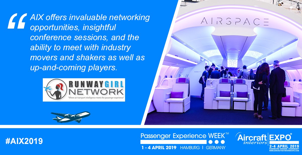 aix_expo's tweet photo. .@MaryBKirby, editor of @RunwayGirl: "Aircraft Interiors Expo offers invaluable networking opportunities, insightful conference sessions, and the ability to meet with #PaxEx industry movers and shakers” #AIX2019 #AIXis20 https://t.co/rWfbJKo8i2 https://t.co/7AmziHubbN